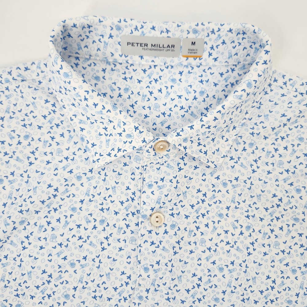 Peter Millar Mens When Life Gives You Lemons Polo Size M Featherweight UPF 50+